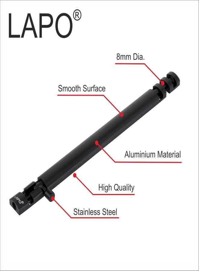 LAPO عبوة من قطعتين من مزلاج البرج المصنوع من الألومنيوم شديد التحمل مقاس 12 بوصة للأبواب الخشبية والبلاستيكية / مزلاج الباب / Kundi / Chitakni / مزلاج الباب الرئيسي / مزلاج برج النوافذ / مزلاج قفل الباب الرئيسي (لون أسود، عبوة من قطعتين) - Image 5